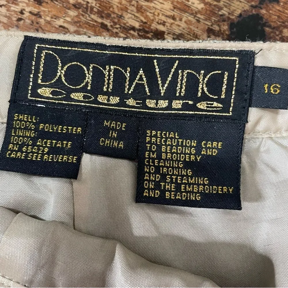 Vintage Donna Vinci Couture Two Piece Embellished Skirt Suit Set Size‎ 16 Flaw